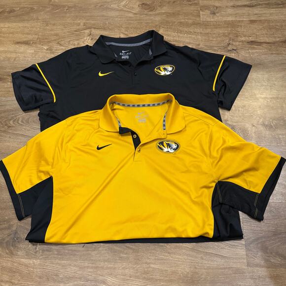 Pair (2) Nike Dri-Fit Missouri Tigers Mizzou Golf Polos Shirts Men's XXL - Picture 1 of 4